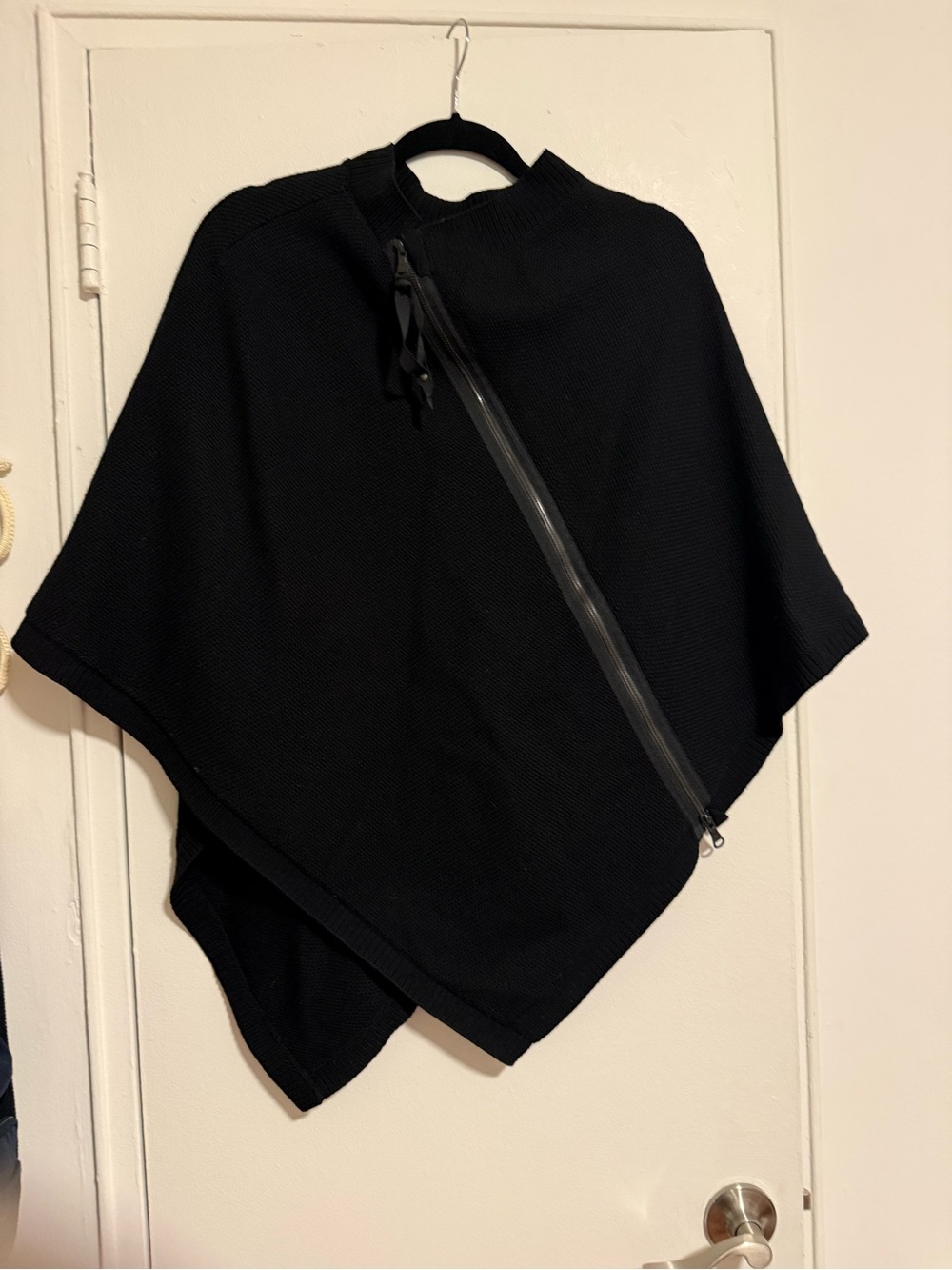 lululemon athletica Black 100% Merino Wool  Zip-Front Knit Poncho